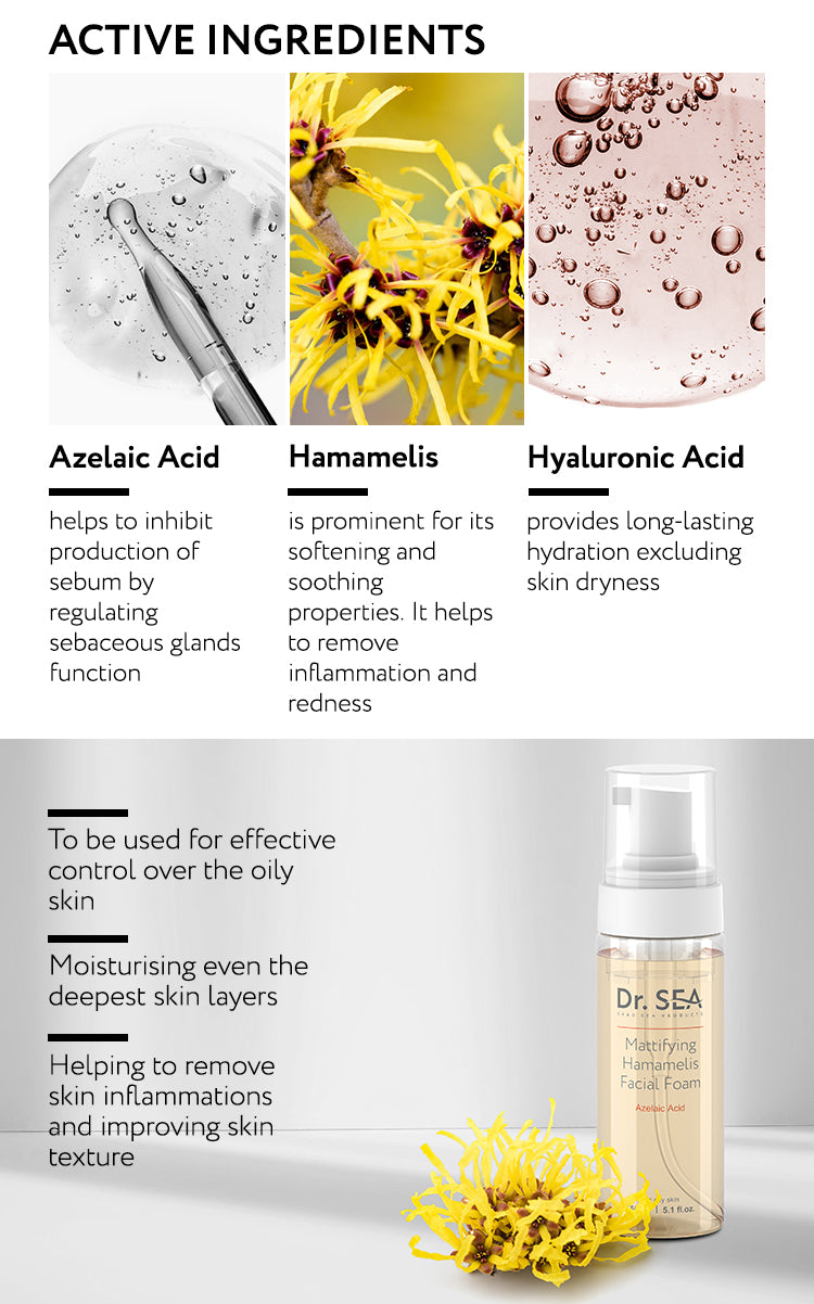 Mattifying Witch Hazel Face Foam – Azelaic Acid – 150 ml