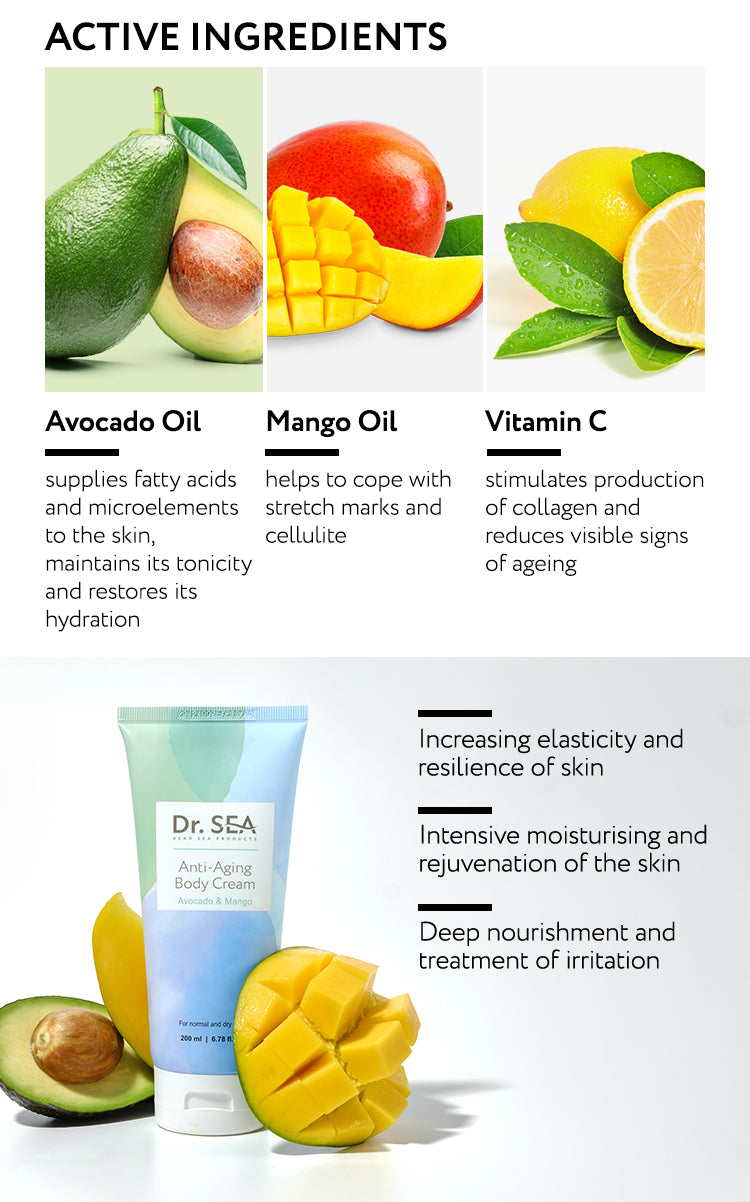 Anti-Aging Body Cream - Avocado & Mango - 200 ml
