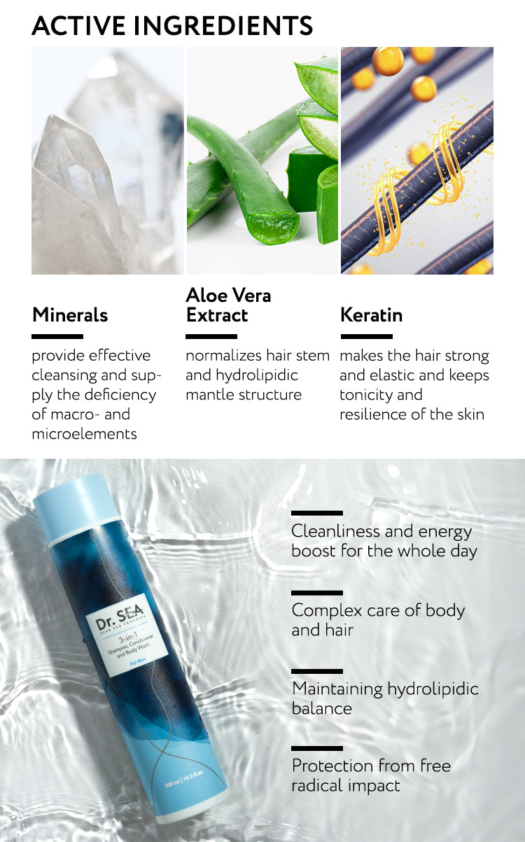 3 - In - 1 For Men: Shampoo, Conditioner And Body Wash - 300 ml