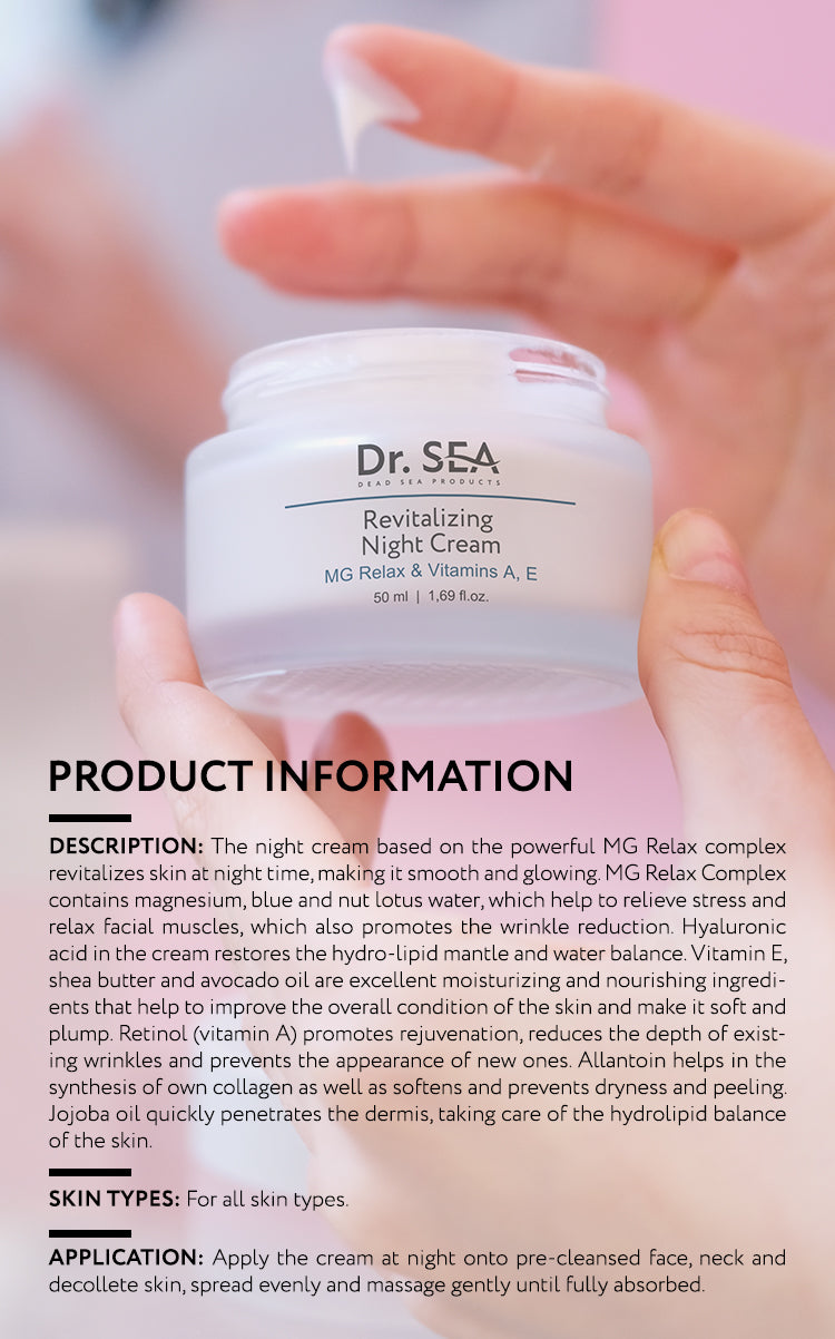 Revitalizing Night Cream - Mg Relax & Vitamins A, E - 50 ml
