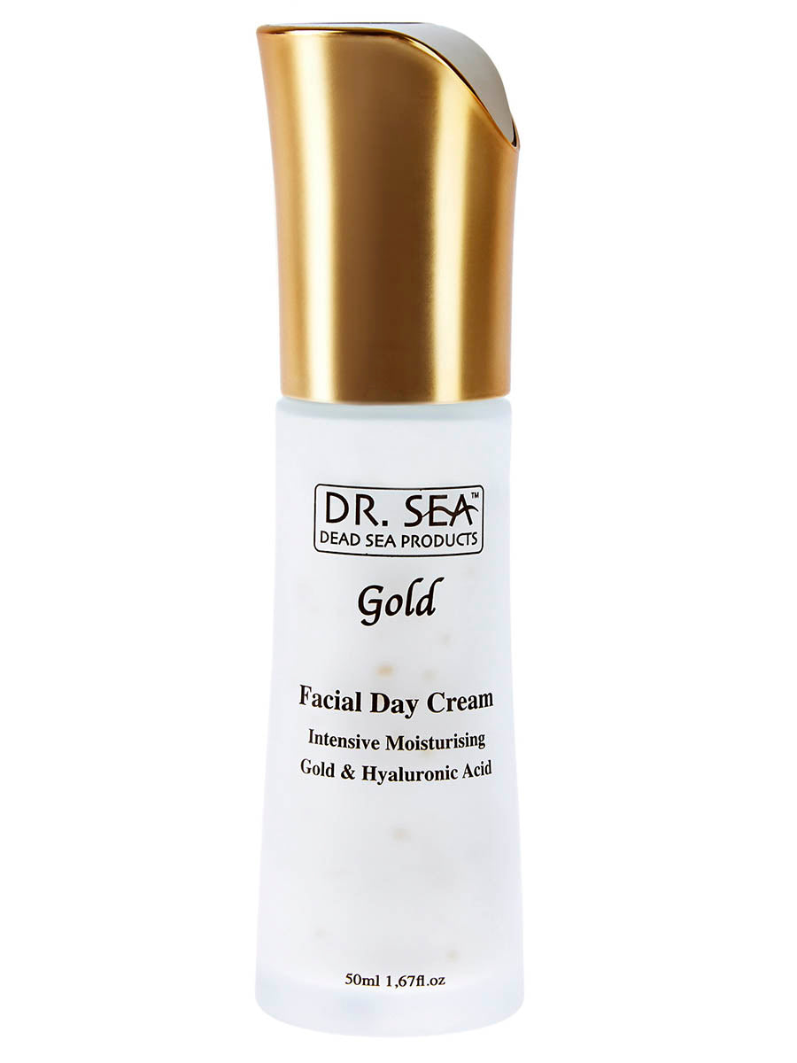 Intensive moisturizing facial day cream with gold and hyaluronic acid - 50 ml