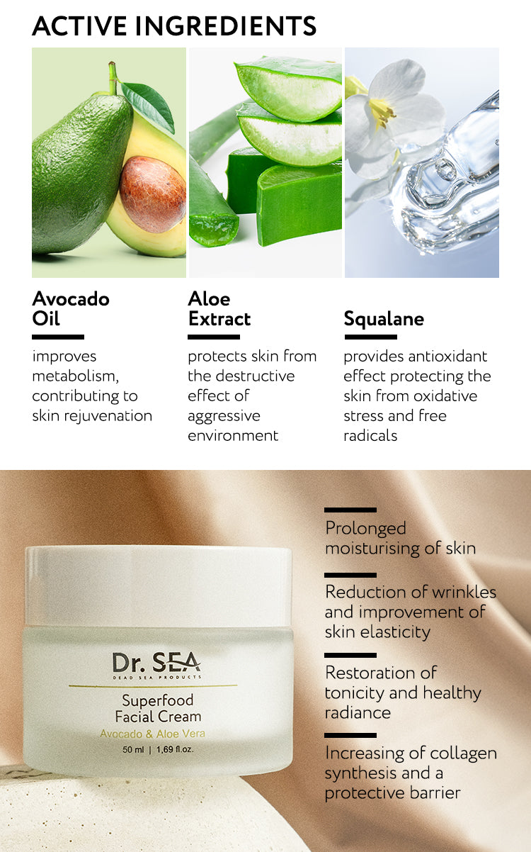 Superfood Facial Cream - Avocado & Aloe Vera - 50 ml