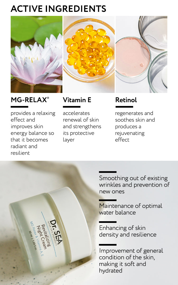 Revitalizing Night Cream - Mg Relax & Vitamins A, E - 50 ml